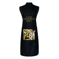 Tablier de cuisine C'Est Vachement Bon Noir. Emmanuel Création