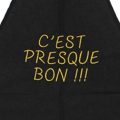 Tablier de cuisine C'Est Presque Bon Noir. Emmanuel Création 2