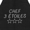 Tablier de cuisine Chef 3 Etoiles Noir. Emmanuel Création