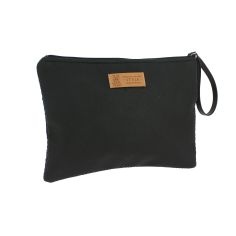 Pochette de toilette écailles noires, confectionnée en France Emmanuel Création