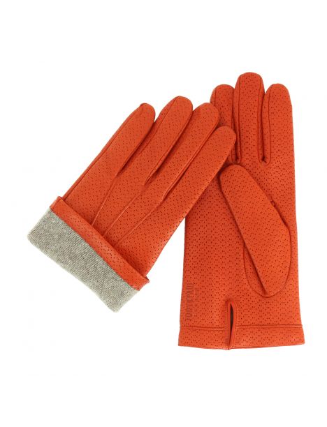 Gants Napoli en cuir d'agneau nappa perforé, doublés cachemire. Tony & Paul. Tony & Paul