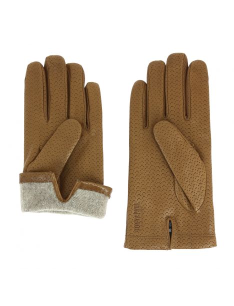 Gants Napoli en cuir d'agneau nappa perforé, doublés cachemire. Tony & Paul. Tony & Paul