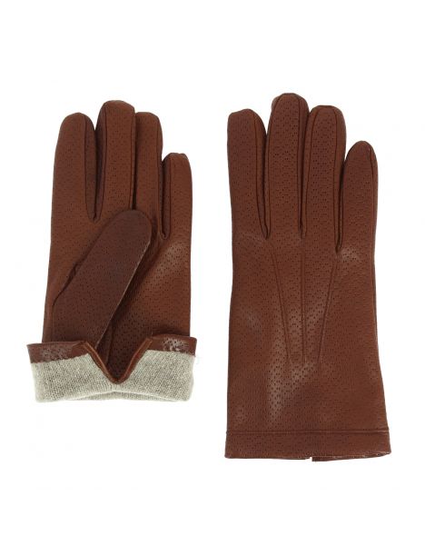 Gants Napoli en cuir d'agneau nappa perforé, doublés cachemire. Tony & Paul. Tony & Paul