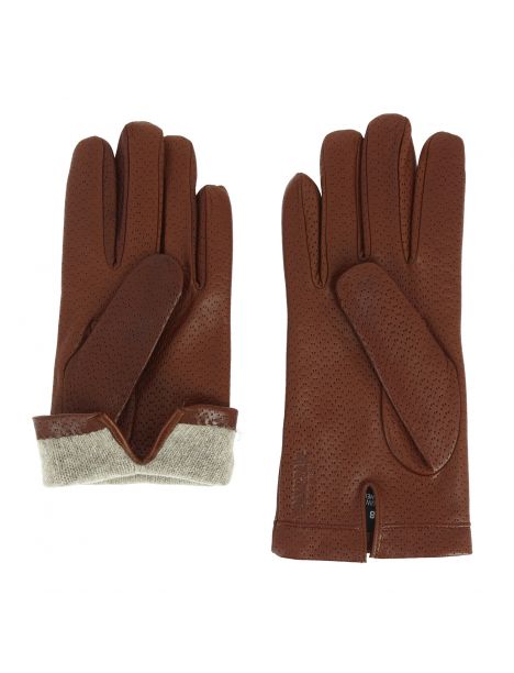 Gants Napoli en cuir d'agneau nappa perforé, doublés cachemire. Tony & Paul. Tony & Paul