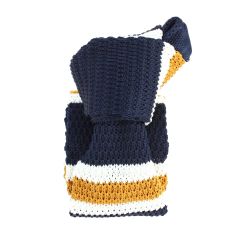 Cravate Tricot rayée. Exeter Marine blanc orange Clj Charles Le Jeune