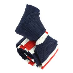 Cravate Tricot rayée. Exeter Marine blanc rouge Clj Charles Le Jeune 2