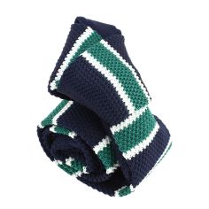 Cravate Tricot rayée. Exeter Marine blanc vert Clj Charles Le Jeune 2