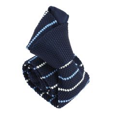 Cravate Tricot rayée. Stripe Ciel et marine Clj Charles Le Jeune 2