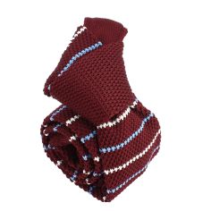 Cravate Tricot rayée. Stripe Ciel et Bordeaux Clj Charles Le Jeune 2