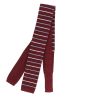 Cravate Tricot rayée. Stripe Ciel et Bordeaux Clj Charles Le Jeune