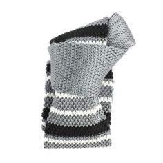 Cravate Tricot rayée. Stewart gris et noir Clj Charles Le Jeune