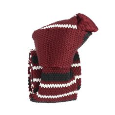 Cravate Tricot rayée. Stewart bordeaux blanc Clj Charles Le Jeune