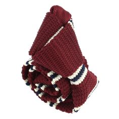 Cravate Tricot rayée. Stewart bordeaux crème Clj Charles Le Jeune 2