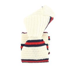 Cravate Tricot rayée. Stencill crème Bleu rouge Clj Charles Le Jeune