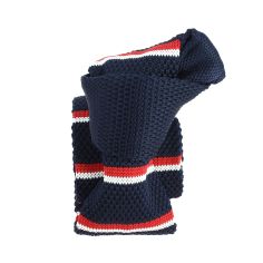 Cravate Tricot rayée. Scalla marine et rouge Clj Charles Le Jeune