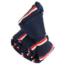 Cravate Tricot rayée. Scalla marine et rouge Clj Charles Le Jeune 2