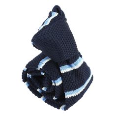 Cravate Tricot rayée. Scalla marine et ciel Clj Charles Le Jeune 2