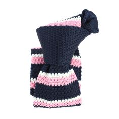 Cravate Tricot rayée. Trusky marine et Rose Clj Charles Le Jeune