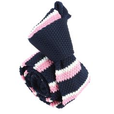 Cravate Tricot rayée. Trusky marine et Rose Clj Charles Le Jeune 2