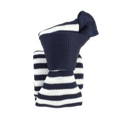 Cravate Tricot rayée. Marine et blanc Clj Charles Le Jeune