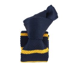 Cravate Tricot rayée. Marine et orange Clj Charles Le Jeune