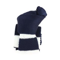 Cravate Tricot rayures larges. Marine et blanc Clj Charles Le Jeune