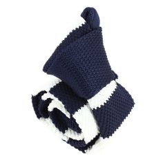 Cravate Tricot rayures larges. Marine et blanc Clj Charles Le Jeune 2