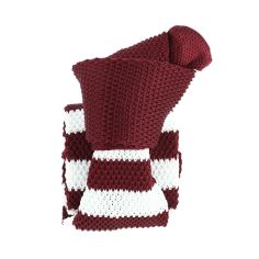 Cravate Tricot rayée. Bordeaux et blanc Clj Charles Le Jeune