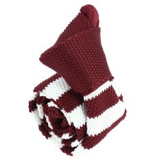 Cravate Tricot rayée. Bordeaux et blanc Clj Charles Le Jeune 2