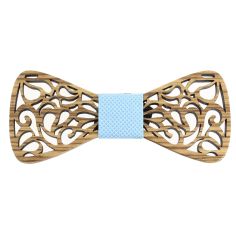 Noeud papillon en bois, Volute 2D Bleu ciel. Tony & Paul. Tony & Paul