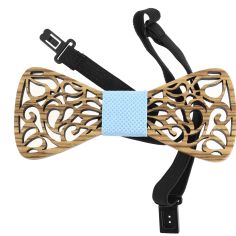 Noeud papillon en bois, Volute 2D Bleu ciel. Tony & Paul. Tony & Paul 2