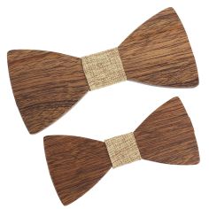 Noeud papillon en bois, Duo Père et Fils, lin. Tony & Paul. Tony & Paul