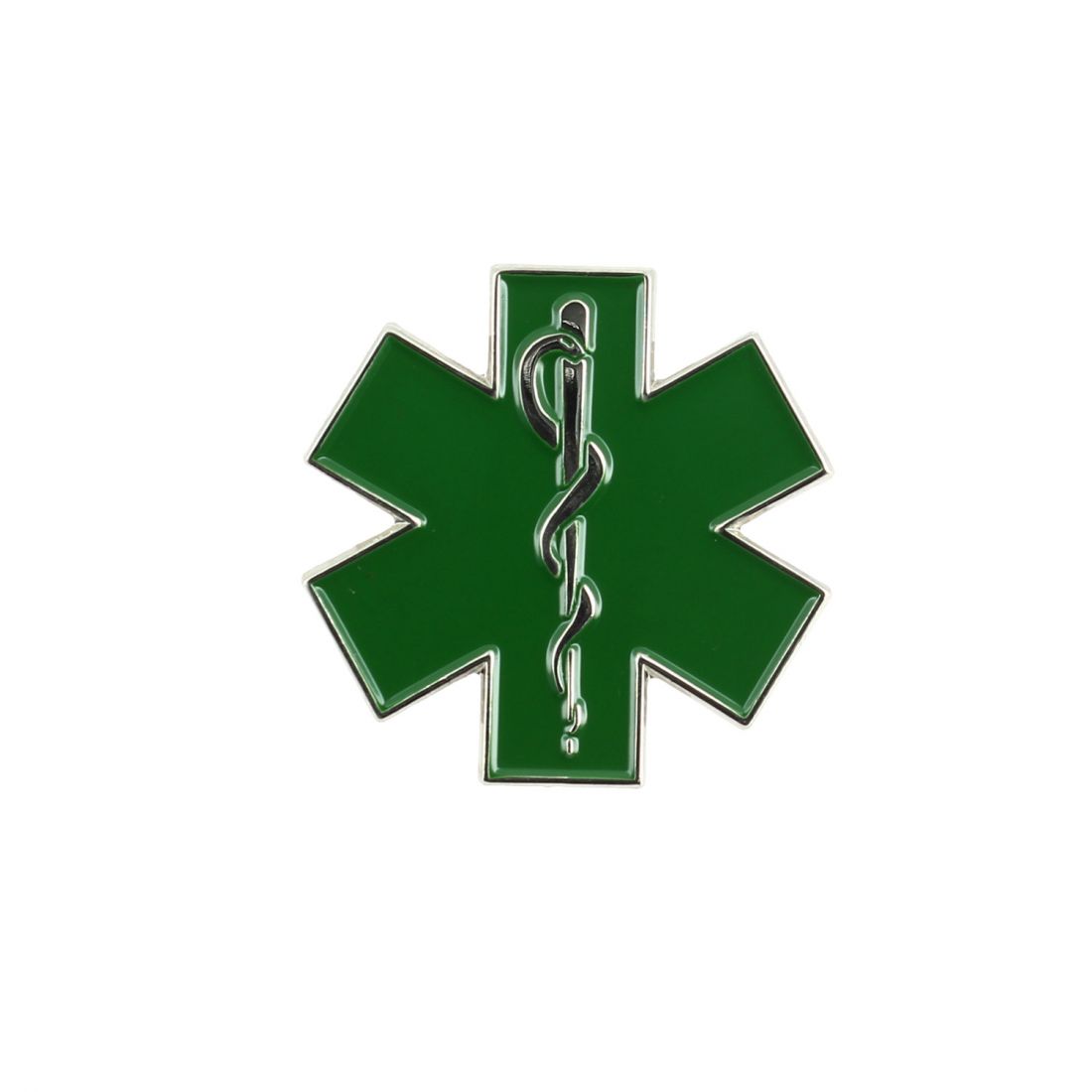Pin's Médecin caducée d’Asclépios et étoile verte à 6 branches Clj Charles Le Jeune