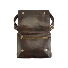 Besace en cuir marron foncé, Messenger Flap. Tony et Paul. Tony & Paul 2