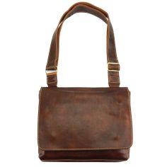 Besace en cuir marron, Messenger Flap. Tony et Paul. Tony & Paul
