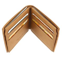 Portefeuille en cuir marron clair souple double rabat, Classico, Tony et Paul. Tony & Paul 2