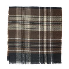 Echarpe Gleann, Tartan Anthracite et Marron, pure laine. Tony & Paul 2