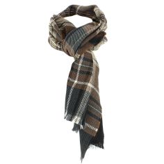Echarpe Gleann, Tartan Anthracite et Marron, pure laine. Tony & Paul