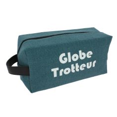 Trousse de toilette pétrole Globe Trotteur, M, confectionnée en France Emmanuel Création