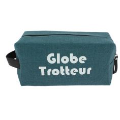 Trousse de toilette pétrole Globe Trotteur, M, confectionnée en France Emmanuel Création 2