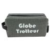 Trousse de toilette gris souris Globe Trotteur, M, confectionnée en France Emmanuel Création