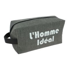 Trousse de toilette gris souris Homme Idéal, M, confectionnée en France Emmanuel Création