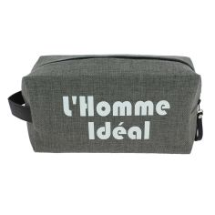 Trousse de toilette gris souris Homme Idéal, M, confectionnée en France Emmanuel Création 2