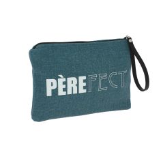 Pochette de toilette pétrole, PèreFect, confectionnée en France Emmanuel Création