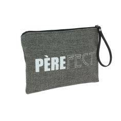 Pochette de toilette gris souris, PèreFect, confectionnée en France Emmanuel Création
