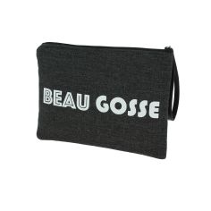Pochette de toilette anthracite, Beau Gosse, confectionnée en France Emmanuel Création 2