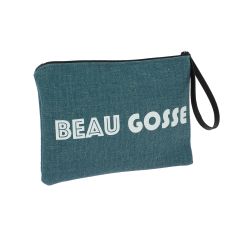 Pochette de toilette pétrole, Beau Gosse, confectionnée en France Emmanuel Création