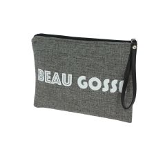Pochette de toilette gris souris, Beau Gosse, confectionnée en France Emmanuel Création 2