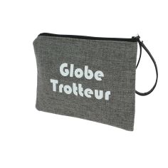 Pochette de toilette gris souris, Globe Trotteur, confectionnée en France Emmanuel Création 2