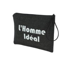 Pochette de toilette anthracite, Homme idéal, confectionnée en France Emmanuel Création 2